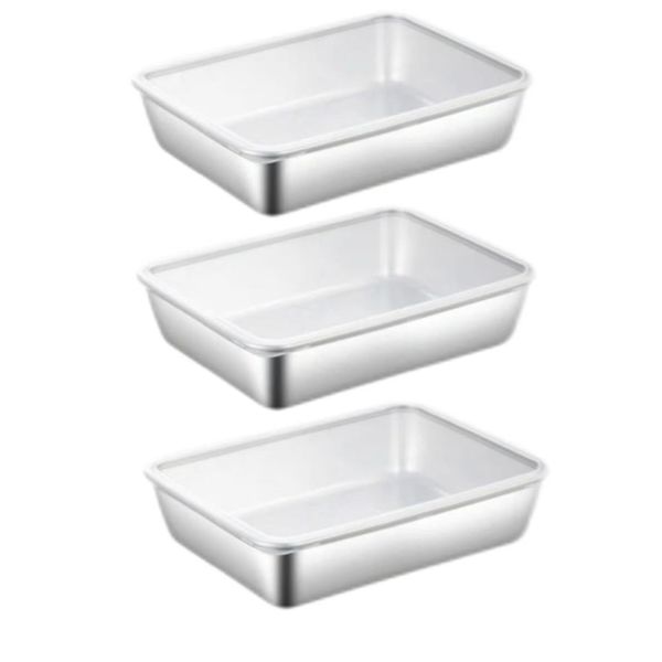 Small Stainless Steel Food Storage Container with Lid - 3 Pack