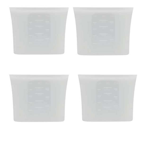 4 Pack - Reusable Silicone Leakproof Food Storage Lock Bags -Transparent