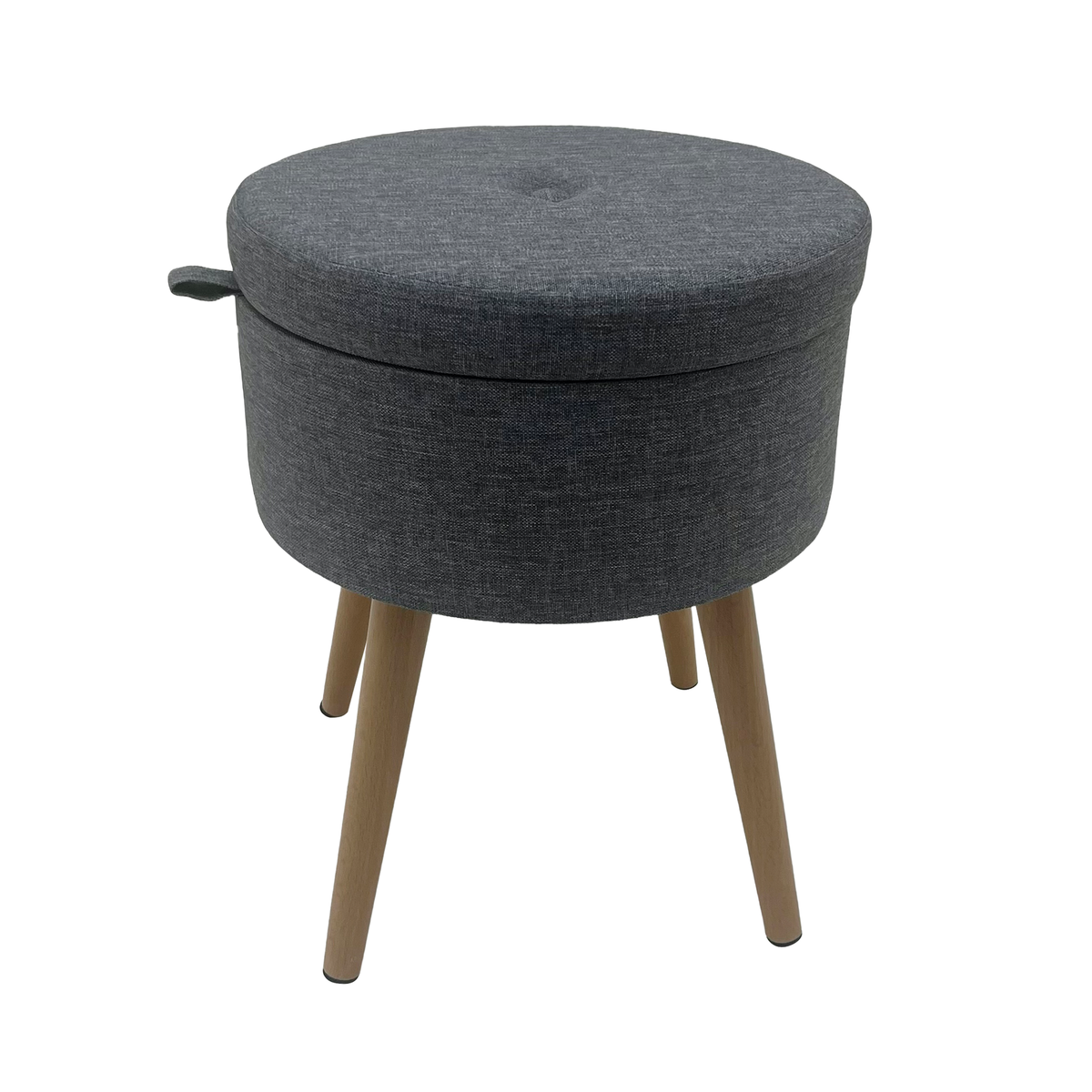 Winslow Round Storage Ottoman/Stool with Wooden Legs