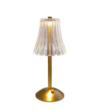 Gold Skirt Cordless LED Table Lamp - Rechargeable 2000mAh Portable Light Image