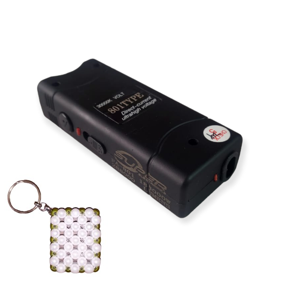 Rechargeable Flashlight Taser Stun Gun+Key Holder