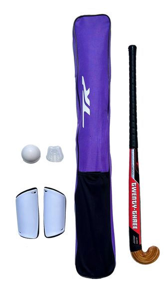 TK 5 Piece Wooden Hockey Player Set - Purple Bag - Red Stick 34