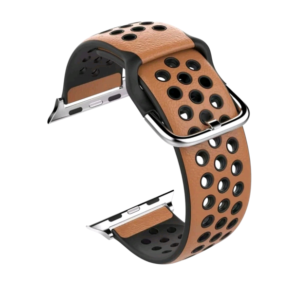 Leather And Silicone Composite Perforated Watch Band ,42mm,44mm,45mm,49m