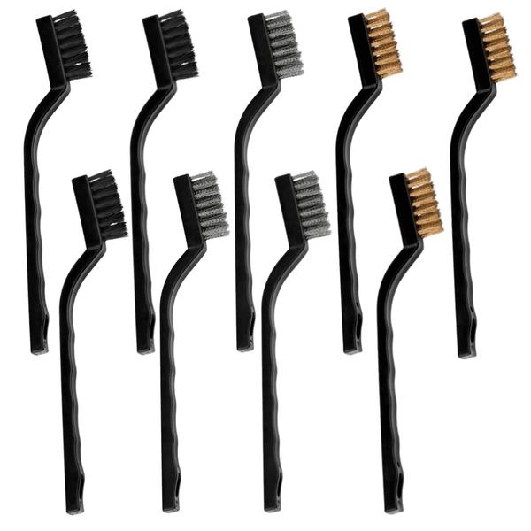 Tool Multifunctional Mini Wire Bristle Brush for Cleaning Set of 9 (17cm)