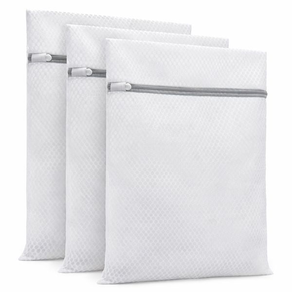 QYNIAL 3Piece Durable Honeycomb Mesh Laundry Bags for Delicates 30x40cm