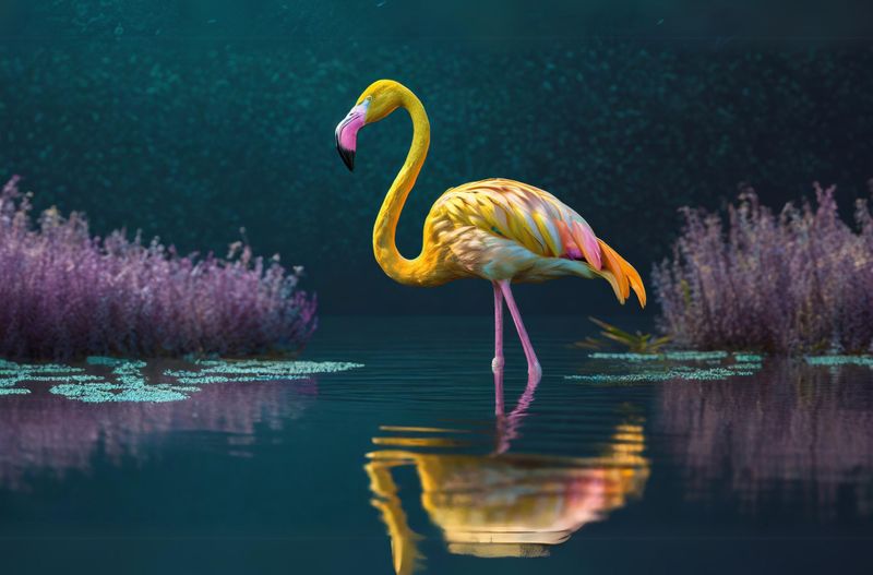 Rooted Art Home Decor Wall Art - Yellow Flamingo