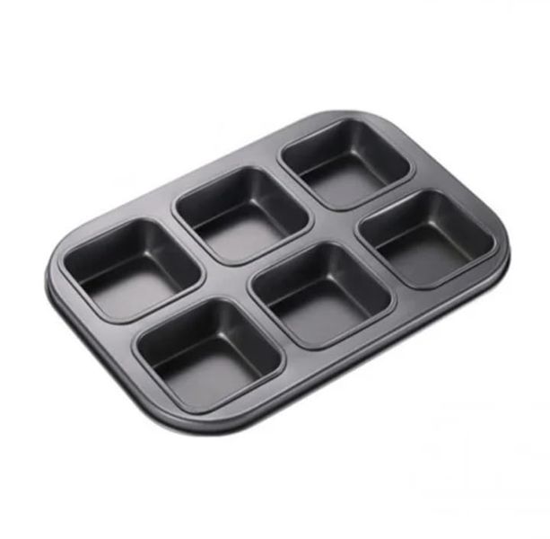 Brownie Tray Loaf Pan 6 cavity Square Shape Baking Tray