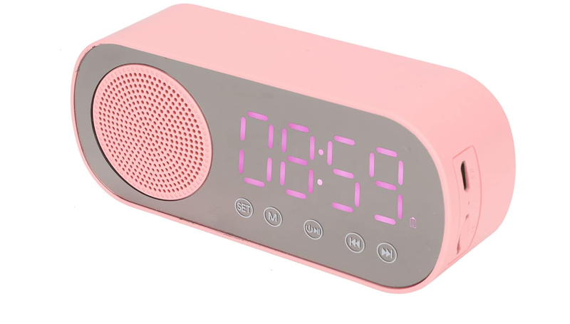 Bluetooth Speaker Alarm Clock With LED Mirror Display, Radio