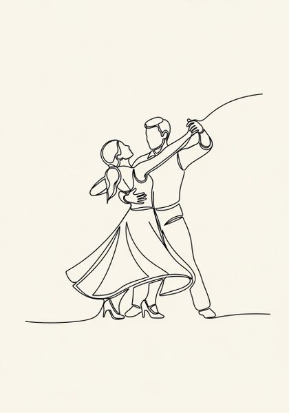 Elegant Dance Couple Line Art Canvas WallArt Romantic Home Decor Modern Art