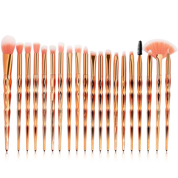20 Piece Facial Make Up Synthetic Bristles Brushes Set - Gradient Blue &amp; Purple