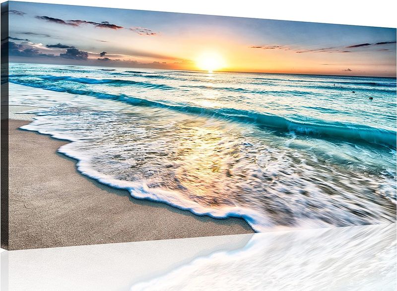 A0 Blue, White Cotton Canvas cm Home Decor Wall Art