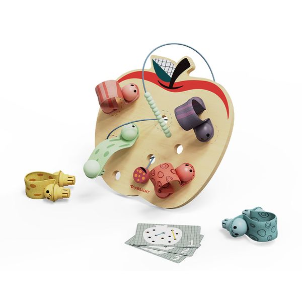 TopBright Apple Worms Fine Motor Game with Activity Cards