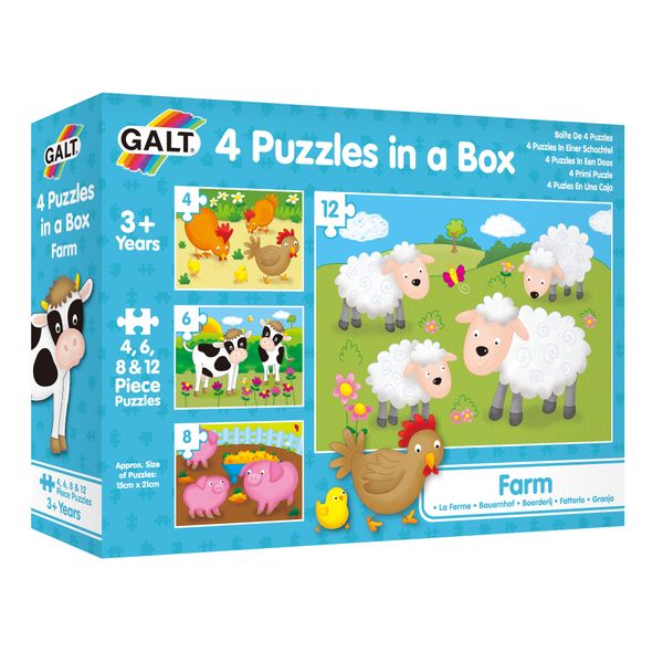 Galt Toys 4 Puzzles in a Box - Farm