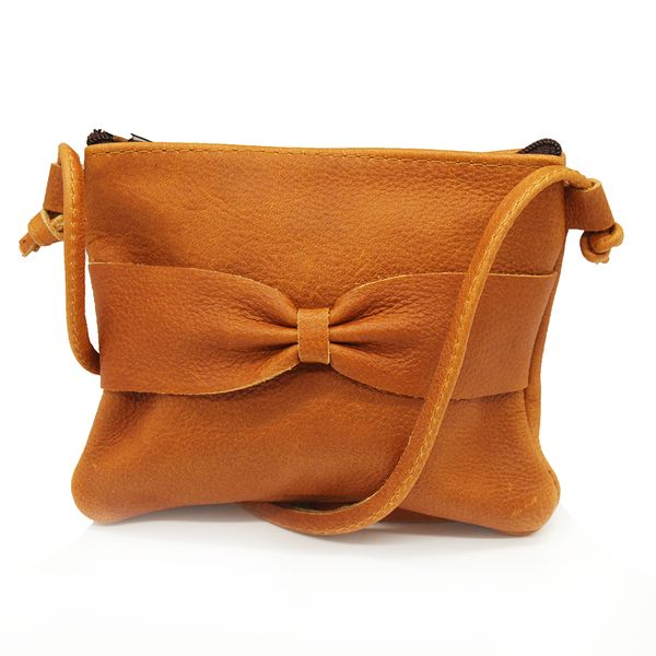 Minx - Genuine Leather Gabby Bow Sling Bag - Tan