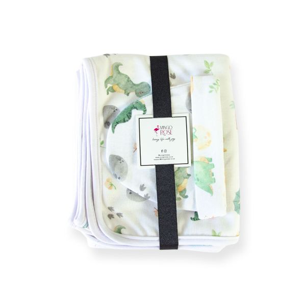 Mingo Rose Delightful Dino Blanket &amp; Hat Gift Set