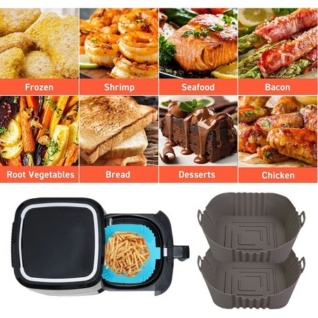 2x 20cm Square Silicone Air Fryer Liners