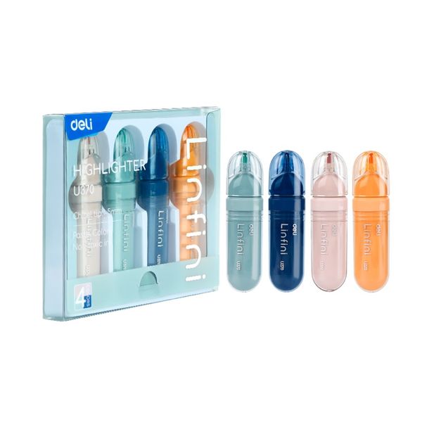 Deli Pastel Highlighter 4 Colours, Stylish Design