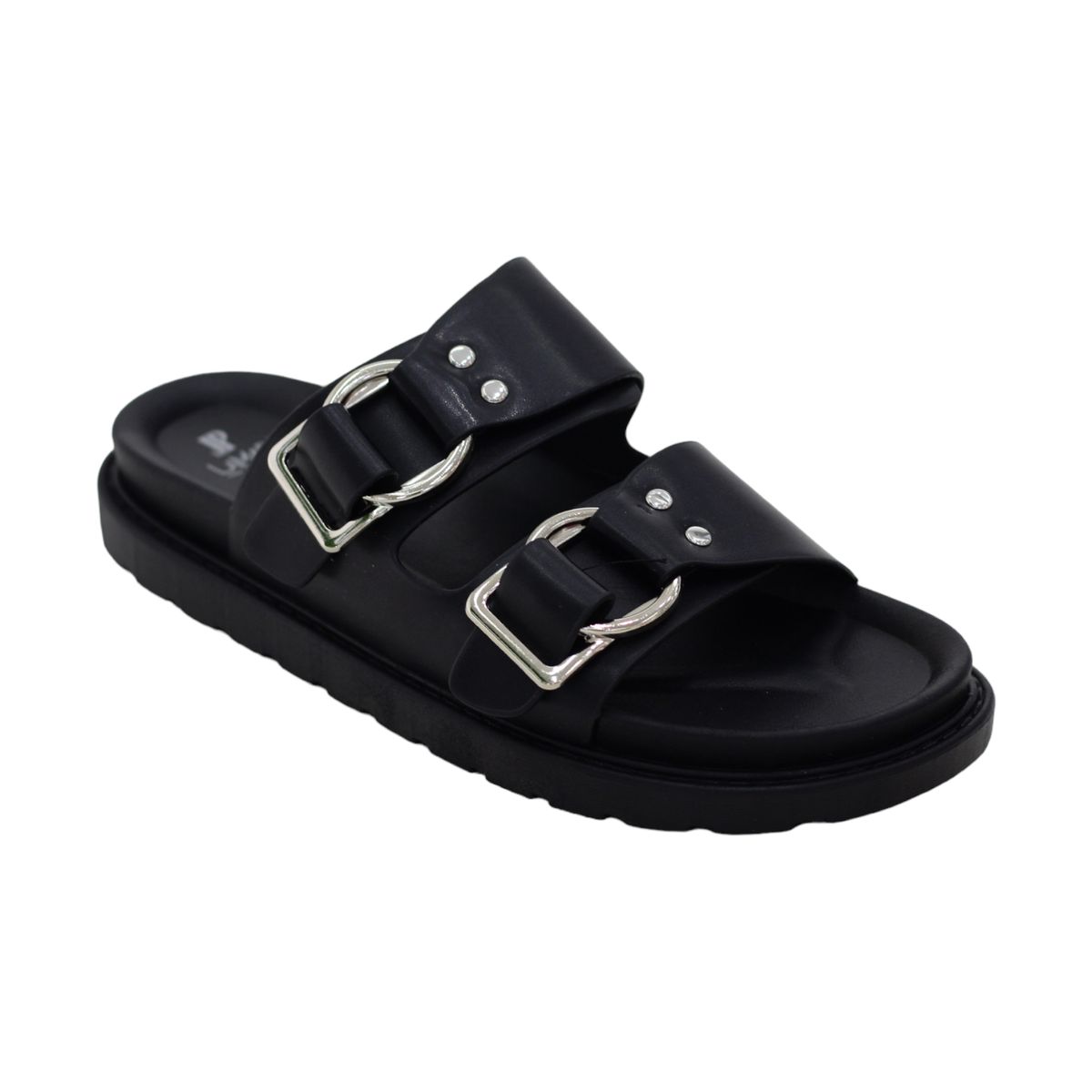 LaMara Paris Saria Double Monk Buckle Bands Slide - Black | Shop Today ...