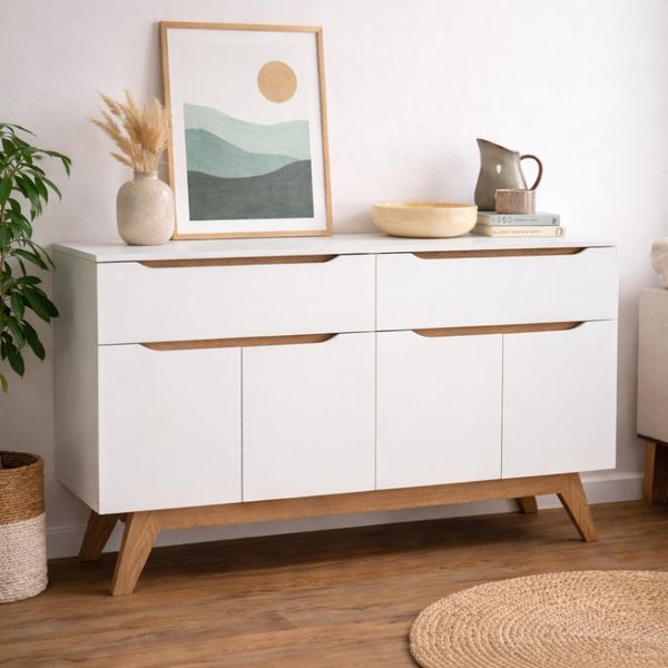 Bragg Mando 1.6m Sideboard Storage Cabinet, White &amp; Oak