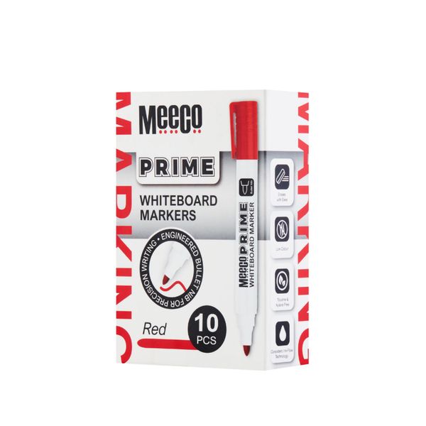 Meeco Whiteboard Marker PRIME Red Pack of 10