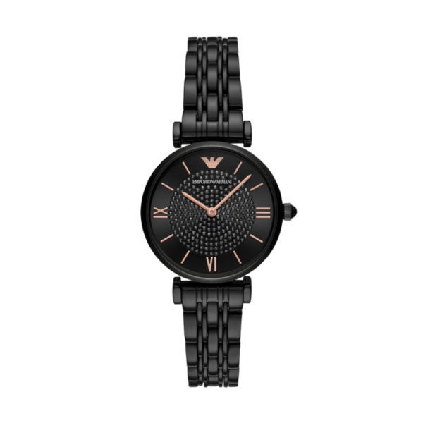 Emporio Armani Gianni T-Bar Black Stainless Steel Watch - AR11245