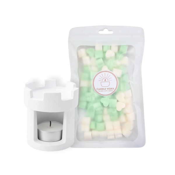 Peppermint Heart Shaped Wax Melts and Castle Wax Melter Set