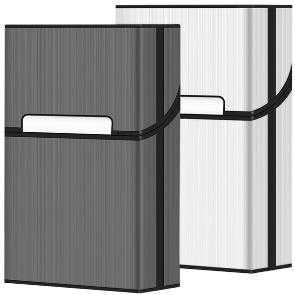 Cigarette Case, Brushed Aluminum Magnetic 20 Capacity 2 Pack (Gray+Silver)