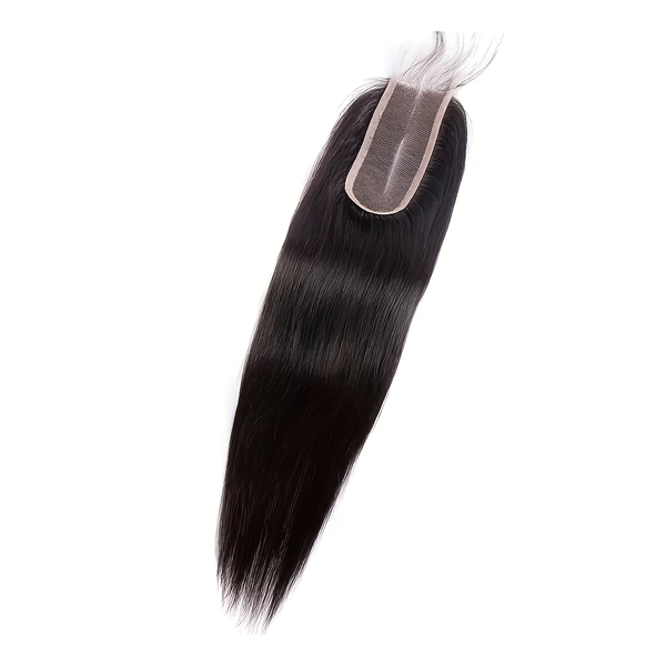 Geebuy Virgin Human Hair-Brazilian Straight Middle Part Lace Closure-12inch