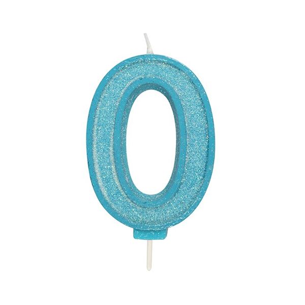 Culpitt Sparkle Numeral Candle for Birthday Cake - Blue - 70mm - Numbers