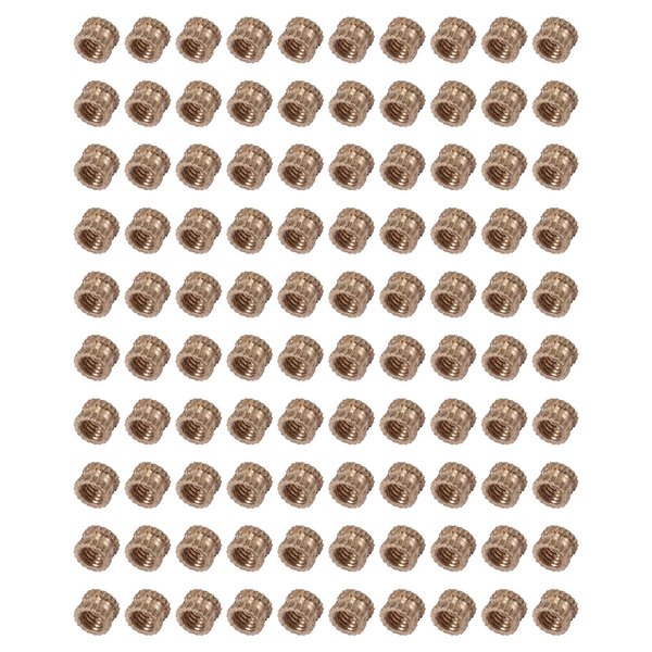 M3 x 3mm Female Thread Brass Knurled Threaded Insert Embedment Nuts 100PCS