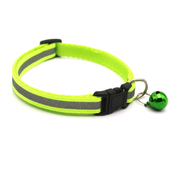 Reflective Cat Collar with Removable Bell 19-32cm Light Green