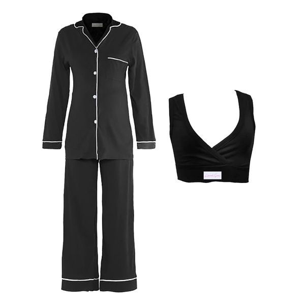 Hannah Grace Maternity Navy Winter PJ and Sleeping /Breastfeeding Bra
