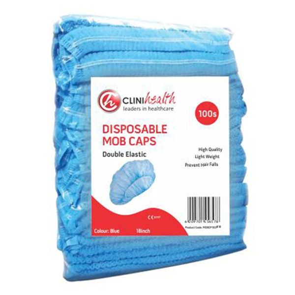 Clinihealth - Elastic Disposable Surgery Mop Caps Blue 100's