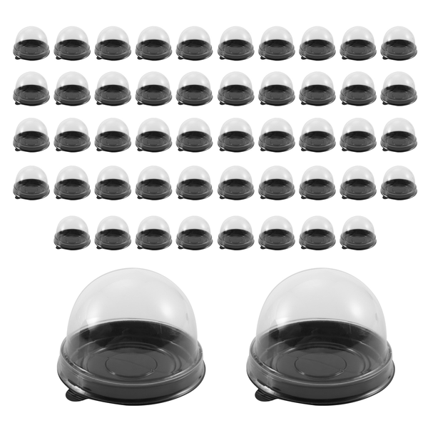 Mini Clear Plastic Cake Box with Dome Lids for Muffin Pastry- 50 Pack