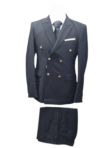 Men's 2 Piece Double Breasted Formal Suits - Black
