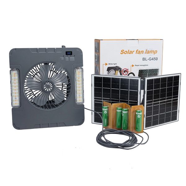 Rechargeable Solar Fan with Lamp and Bug Zapper