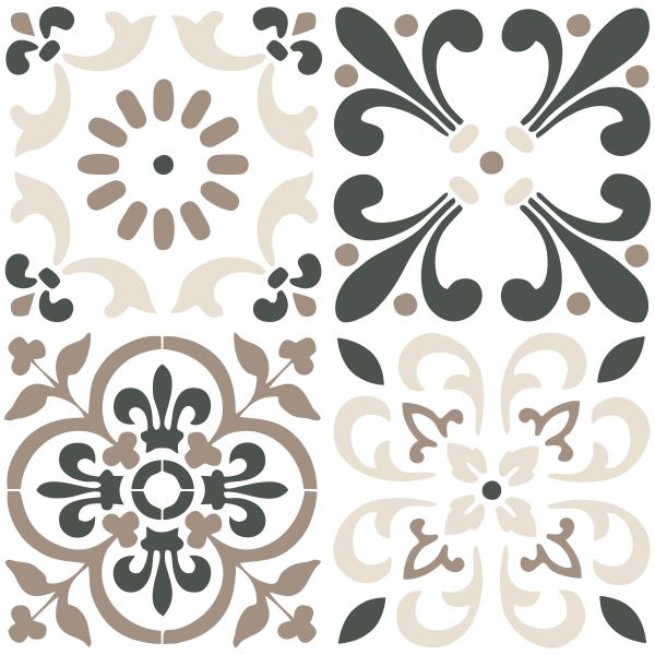 Beige, Grey and Brown Tile Wall Stickers - Set of 20