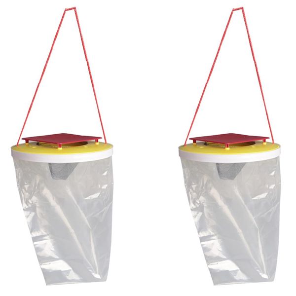 Garden Hanging Disposable Fly Catcher Bait Trap Set of 2