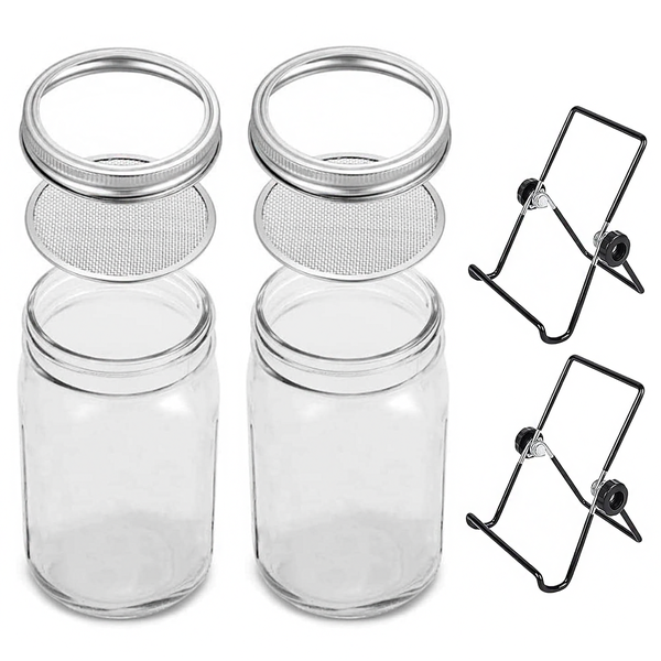 2PK 32oz Sprouting Glass Seed GerminatorJars Germination Growing Plants Set