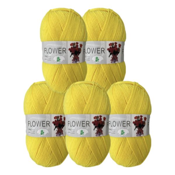 Double Knitting Polyester Yarn 100g (Pack of 5) Sunflower Yellow