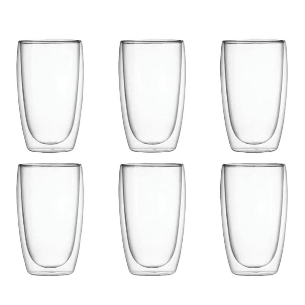 Double wall glass tumbler double wall coffee mug 450ml set of 6