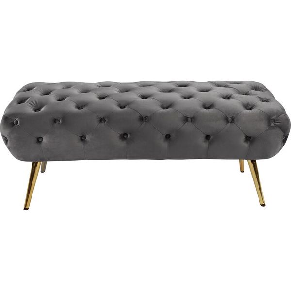 Bowdoin Upholstered Bench In Grey Velvet image
