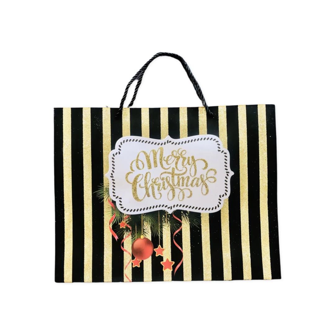 Merry Christmas Black & Gold Gift Bags-2pc