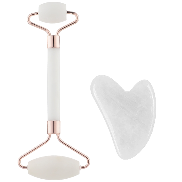 High Quality Resin Facial Roller and Gua Sha Set - White