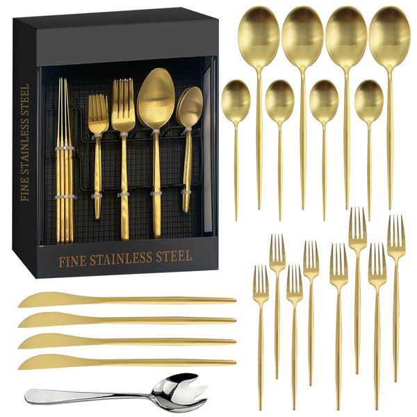 22 Piece Combo Set - Modern Matte Finished Fine Stainless Steel Cutlery Set