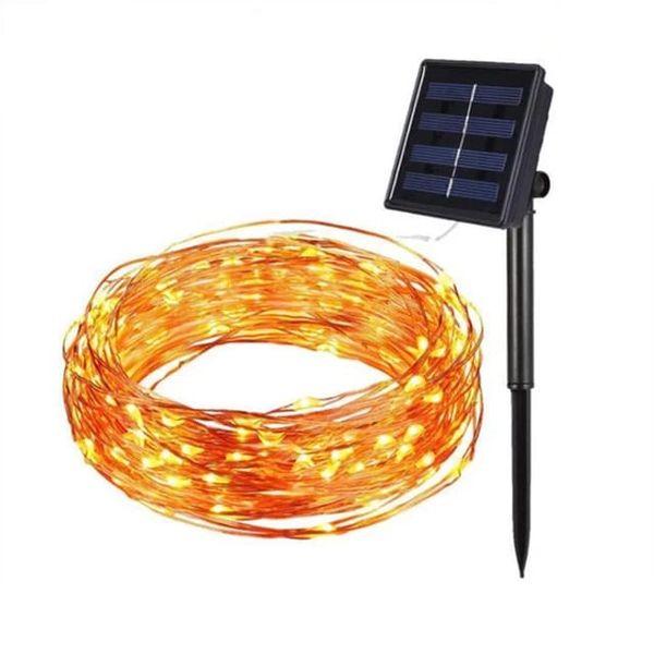 Waterproof Solar Powered Copper Fairy String Light Warm White LED 20M
