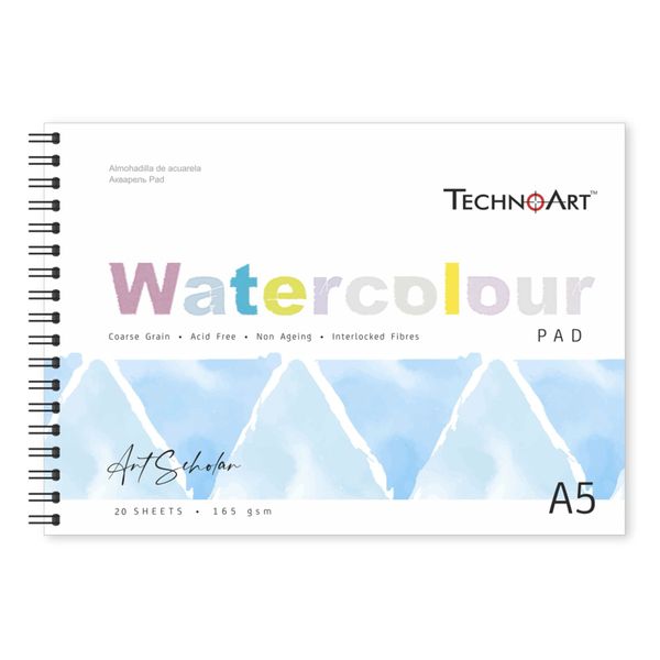 TechnoArt Wiro Water Colour Pad 165gsm - Art Scholar - A5, 20 sheets