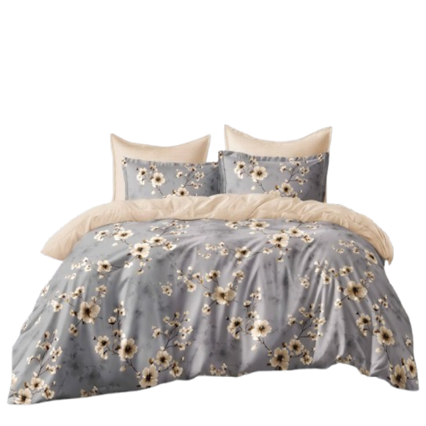 Linen Boutique - Duvet Cover Set Reversible-BlossomGrey