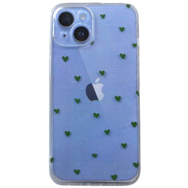 Black Hearts Print Phone Case compatible with iPhone 14 - Transparent