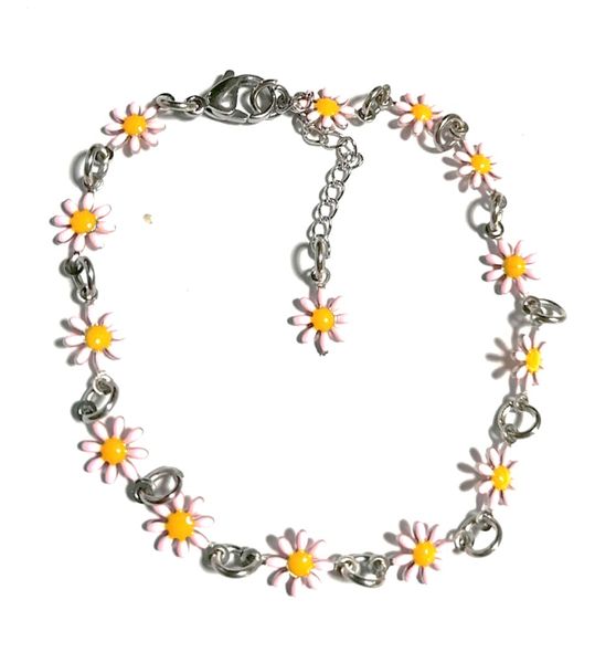Daisy bracelet -stainless steel and enamel - RED